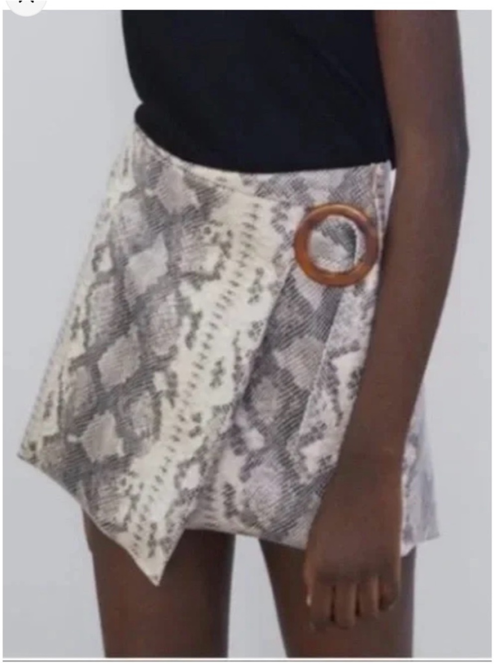 Zara Snake Print Wrap Mini Skirt with Buckle